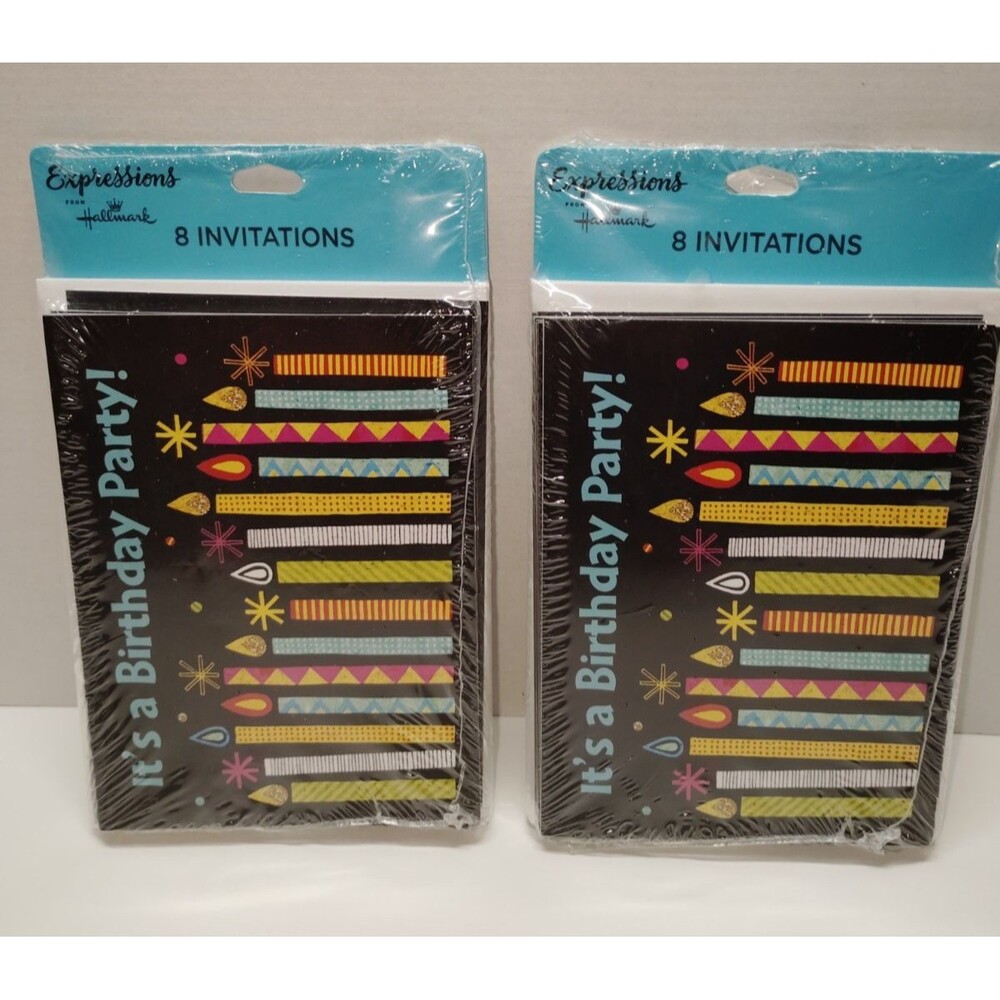 Hallmark Birthday Party Invitations ~ Candle Print ~ 2 Packs, 6ct (12 Total) NEW